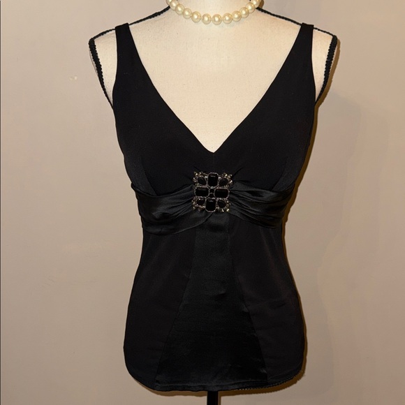 Cache Tops - Cache Black Sleeveless Blouse with Embellished Detail